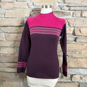 PrAna Women's XS Mariana Wool Blend Sweater Pullover Crew Neck Pink Striped
